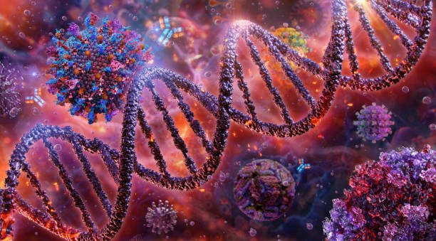 Viral vector, gene therapy, DNA delivery. Viral vector, gene therapy, DNA delivery. Virus inserting genetic material into a cell nucleus. Gene editing, therapeutic genes, engineering, genetic diseases, dna, CRISPR, biotechnology. Medicine 3D illustration crispr photos stock pictures, royalty-free photos & images