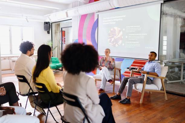 istock Business people learning about sustainable energy on a seminar 2193841860