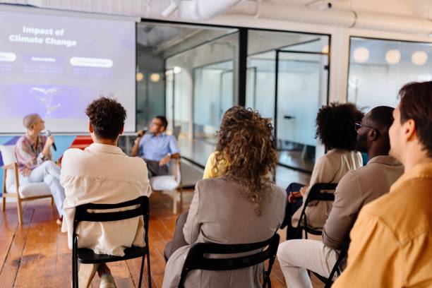 istock Multiracial business people learning about sustainable energy in a seminar 2193841874