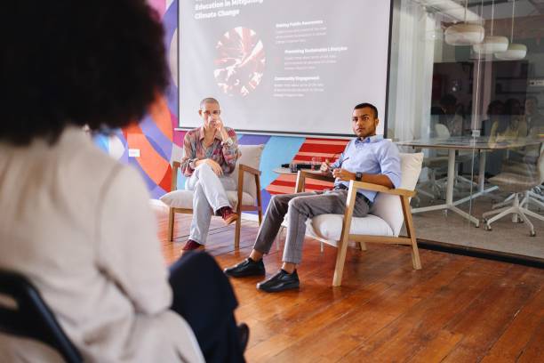 istock Business colleagues leading a seminar 2193841886