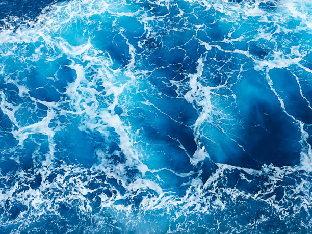 Top view of beautiful ocean water with white wave pattern