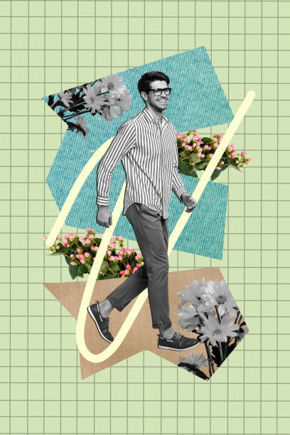 istock Vertical collage image of positive black white effect guy walk fresh flowers bouquets isolated on green checkered background 2193842240