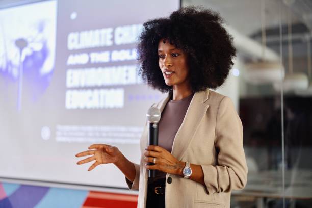istock Portrait of a woman talking about climate change 2193842386