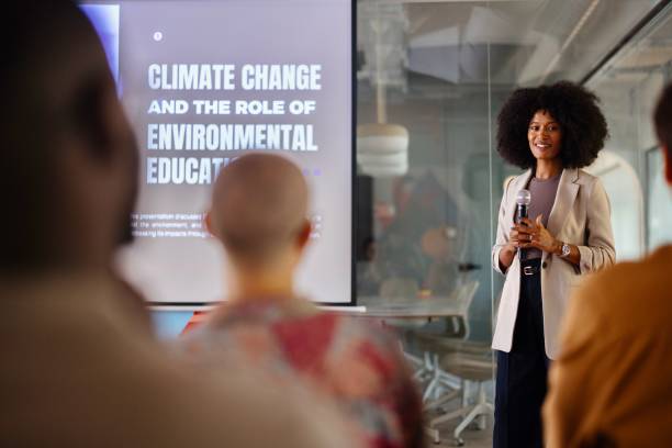 istock Woman leading a business seminar 2193842421