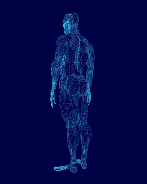 istock Man in a blue outfit stands in back of a blue background. 2193848452