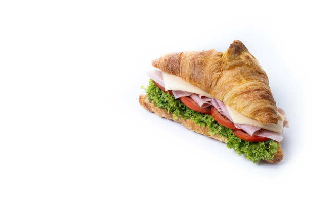 istock Croissant with ham, cheese and vegetables isolated on white background 2193849758
