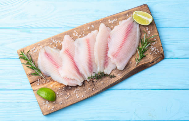 istock Raw tilapia fillet photography . Top view 2193854234