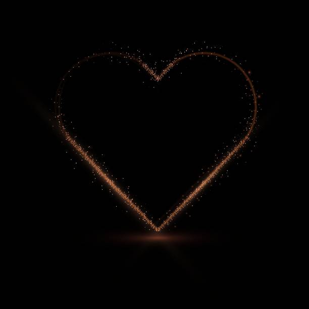 istock Heart gold with flashes isolated on transparent background. Light heart for holiday cards, banners, invitations. Heart-shaped neon wire glow. 2193856510