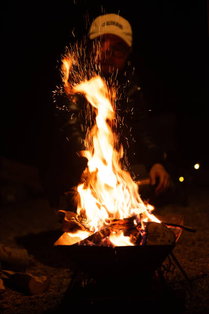 istock Outdoor stove bonfire at night 2193857073