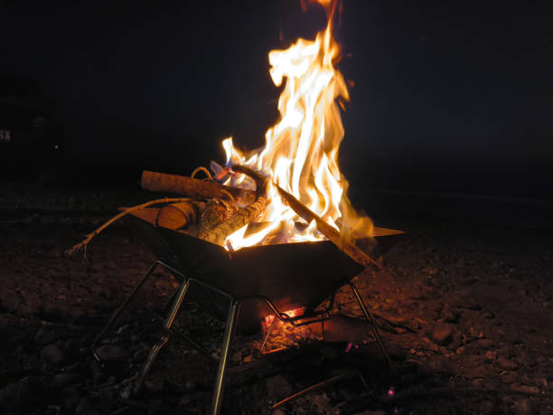 istock Outdoor stove bonfire at night 2193857134