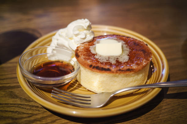 istock Fluffy Japanese Pancake with Butter and Maple Syrup 2193857953