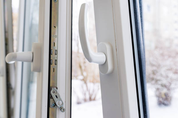 istock An opened vinyl plastic white window on the winter background. Closeup. 2193862033