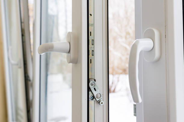 istock An opened vinyl plastic white window on the winter background. Closeup. 2193862052