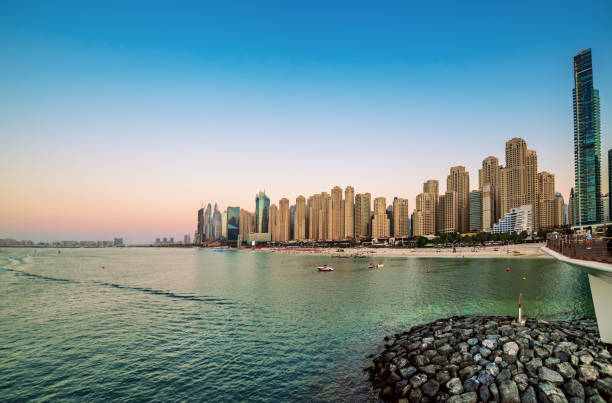 istock Dubai embankment at sunset 2193863823