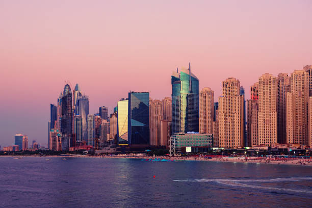 istock Dubai embankment at sunset 2193864476