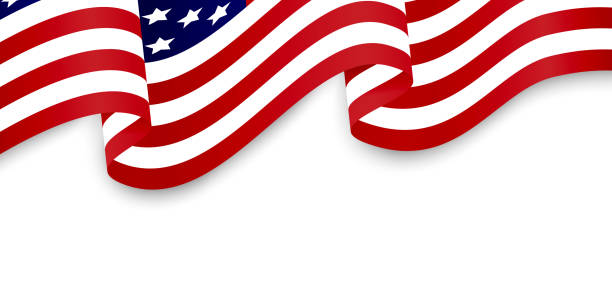 istock American flag sign isolated 3D. USA flag waving on white background. 2193868742