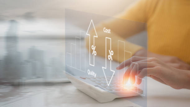 istock Cost and quality control, business strategy and project management concept. Businessman working on digital tablet with quality control growth graph and cost reduction, effective business 2193868950