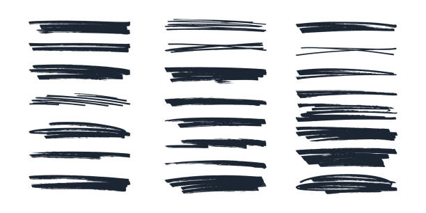 istock Grunge Brush Strokes and Marker Back and Lines. Creative brush lines with rough edges. Abstract freehand doodle line borders. Highlight splashes 2193874910