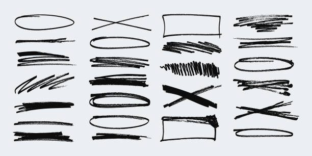 istock Collection of Hand Drawn Grunge Brush Strokes and Pencil Lines. Sketchy design elements with rough edges. Abstract freehand doodle line borders. Highlight splashes 2193874956