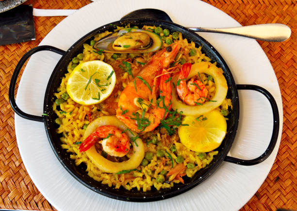 characteristic seafood paella dish in albufeira algarve portugal