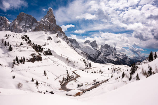 Winter mountain landscape in Dolomite, Italy