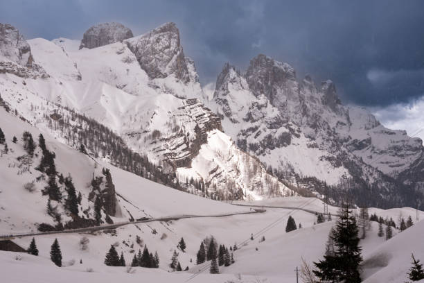 Winter mountain landscape in Dolomite, Italy