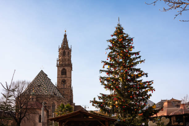 istock Decorated Christmas tree on Christmas market 2193879676