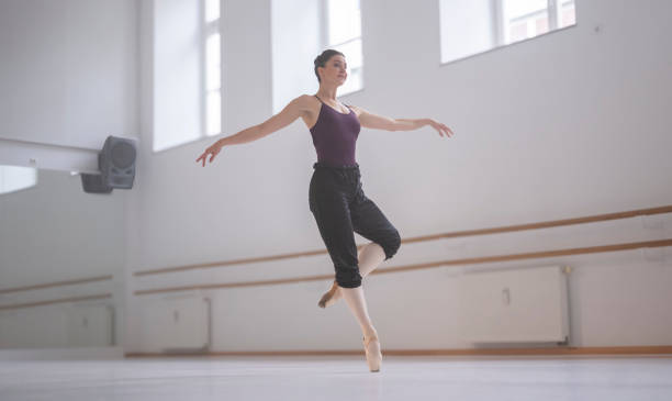 Ballerina Training In Ballet Studio