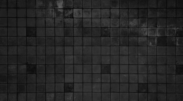 rustic dark black terracotta tile mosaic with a grid pattern used as a background. perfect for vintage backgrounds and interior design.