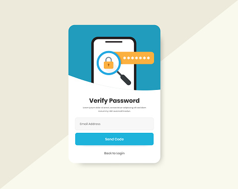 Account Security Or Verify Password Popup Screen Interface Design With ...