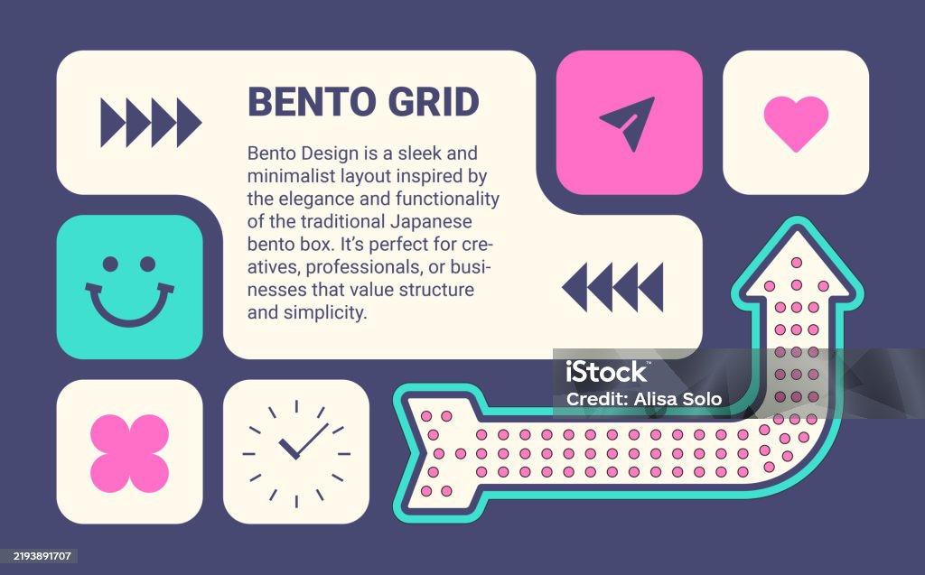 Bento Style Web Layout Modern Bento Grid Web Layout With Arrows Trending Bento Brick Ui Ux ...