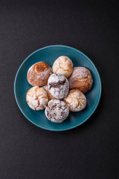 istock Sweet freshly baked round cookies of several types 2193893079