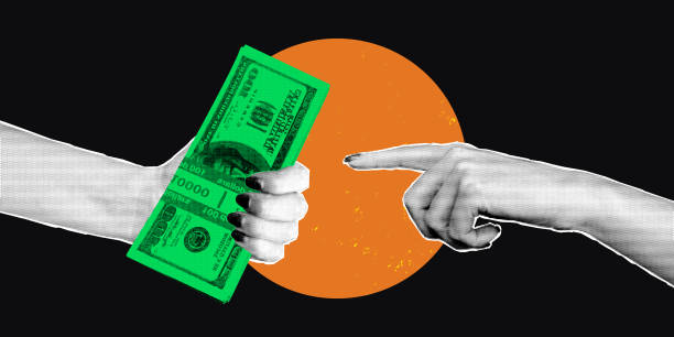 istock Dynamic exchange of value through currency, where hands reach out in a retro collage style, merging vibrant green money with timeless human connection amidst a contrasting background. 2193895287