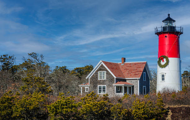 istock Christmas Wreath on Nauset Lighthouse 2193897173