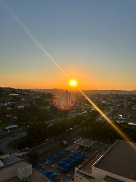 istock A vertical view of the city with de sunrise 2193897847