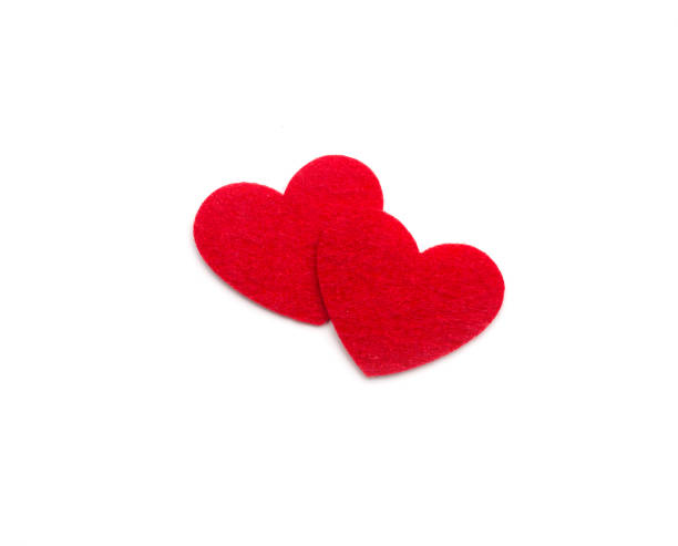 istock Felt red heart shapes isolated on white ,top view 2193898218