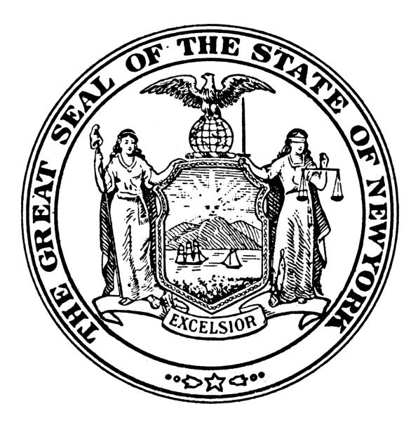 ilustrações, clipart, desenhos animados e ícones de grande selo de nova york - estado de nova york