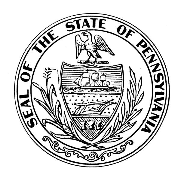 Antique illustration from 19th century encyclopedia: Great Seal of Pennsylvania