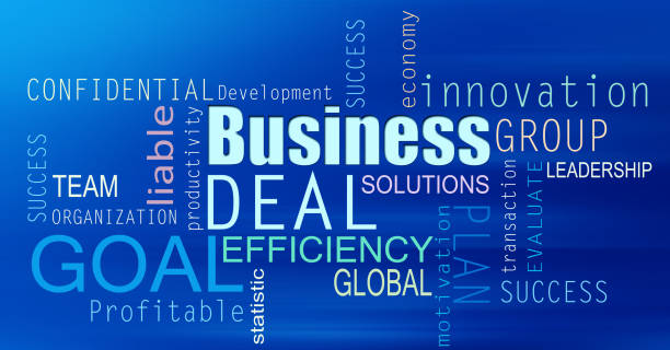 istock Business Deal Solution colorful Word Cloud on Blue Background 2193901570