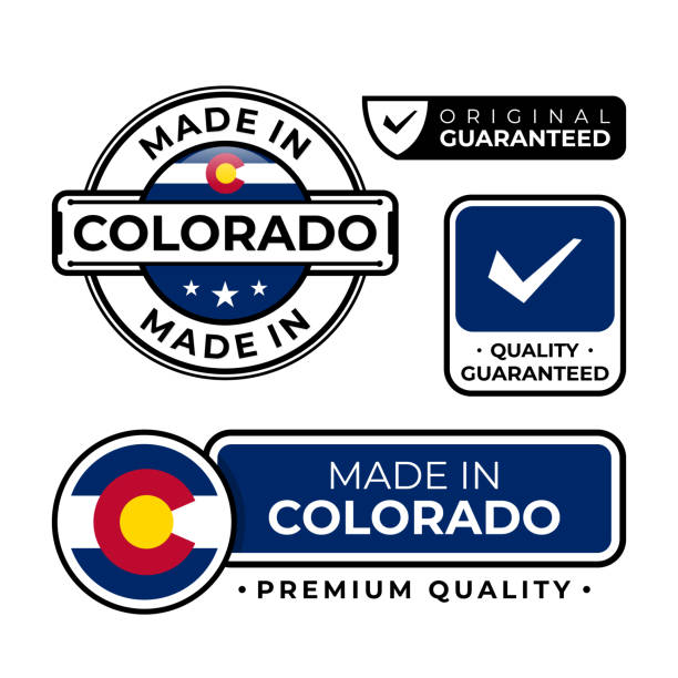 Badge bundle made in Colorado label icon emblem isolated on white background Badge bundle made in Colorado label icon emblem isolated on white background. Vector illustration colorado flag art pictures stock illustrations