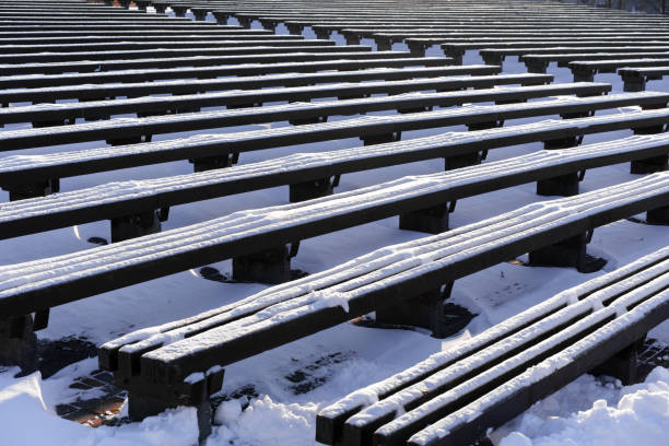 istock stage with benches for spectators in winter 2193906278