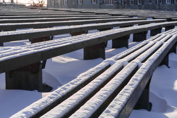 istock stage with benches for spectators in winter 2193906336