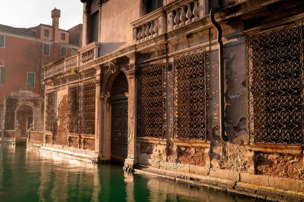 Canal Gande in Venice, Italy. A morning in famous city. Old buildings in Italy.