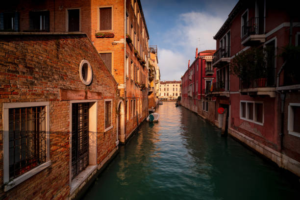 Venice, Veneto region, Italy. Canal Grande. Colorful historic buildings in Europe,