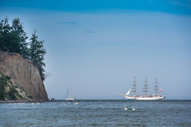 Sailboats during the annual regatta in the Baltic Sea off the coast of Gdynia