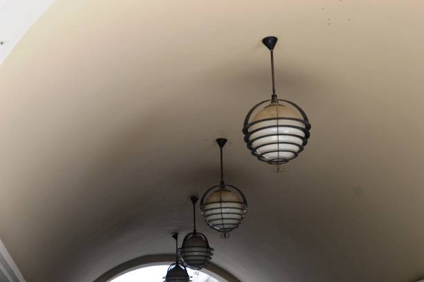 round chandeliers in the passage