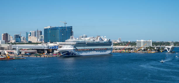 Fort Lauderdale, Florida - Nov 24, 2024: Cruise ship Emerald Princess in port Everglades, Fort Lauderdale