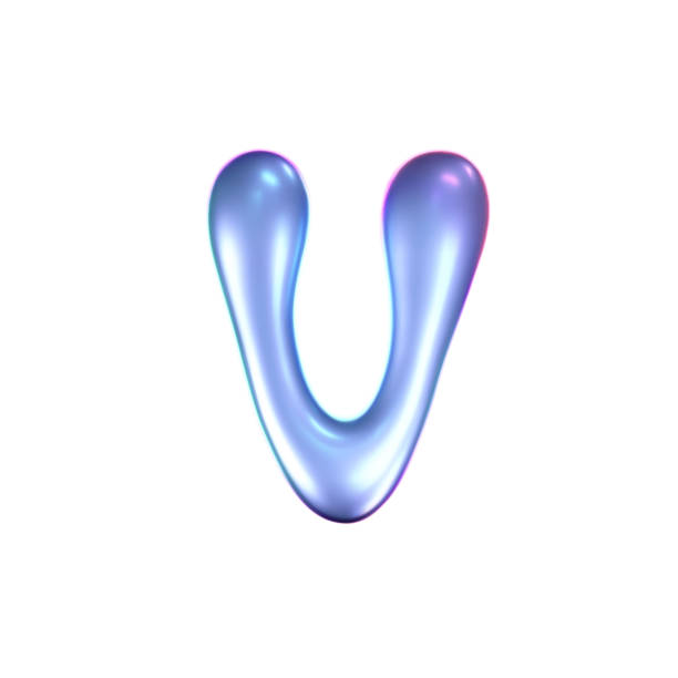 istock 3d holographic liquid letter V in y2k style isolated on a white background. Render of 3d neon inflated iridescent alphabet with rainbow effect. 3d vector y2k hologram letter 2193919867