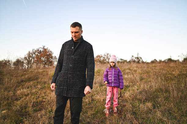 Family walking in nature.