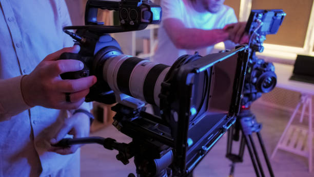 istock Cameraman hand video studio professional film set 2193940564